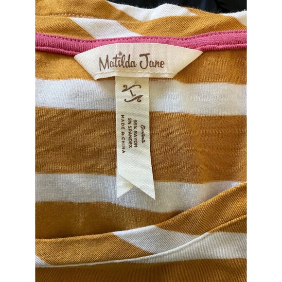 Matelda Jane Tunic Tee Dress size Large, mustard yellow striped Women's - Picture 5 of 6